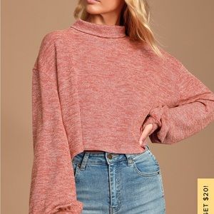 Lulu’s Amila Heather Red Turtleneck Sweater Top